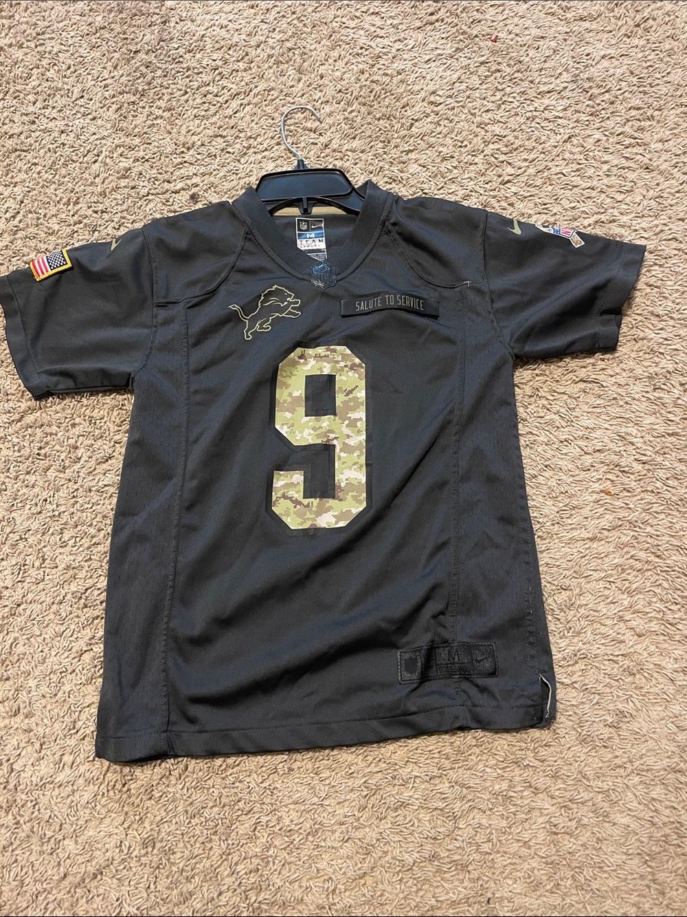 Stafford Black Kids' Football Jersey with Camouflage Number